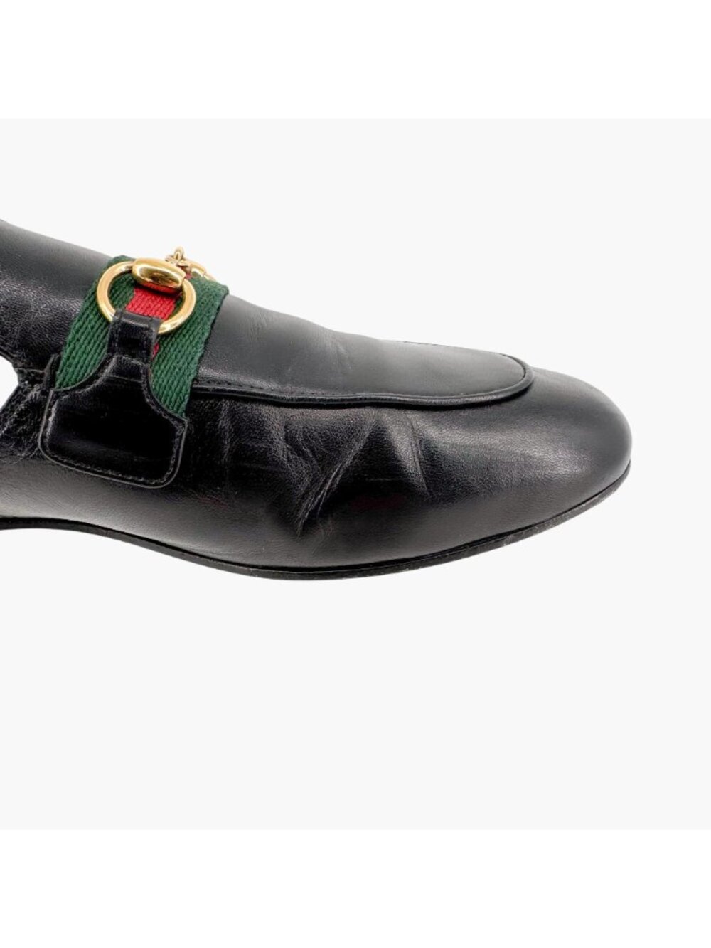 Gucci Princetown Web Stripe Horsebit Loafer Mule Size 36 US 6 Black Leather Flat - Picture 11 of 14
